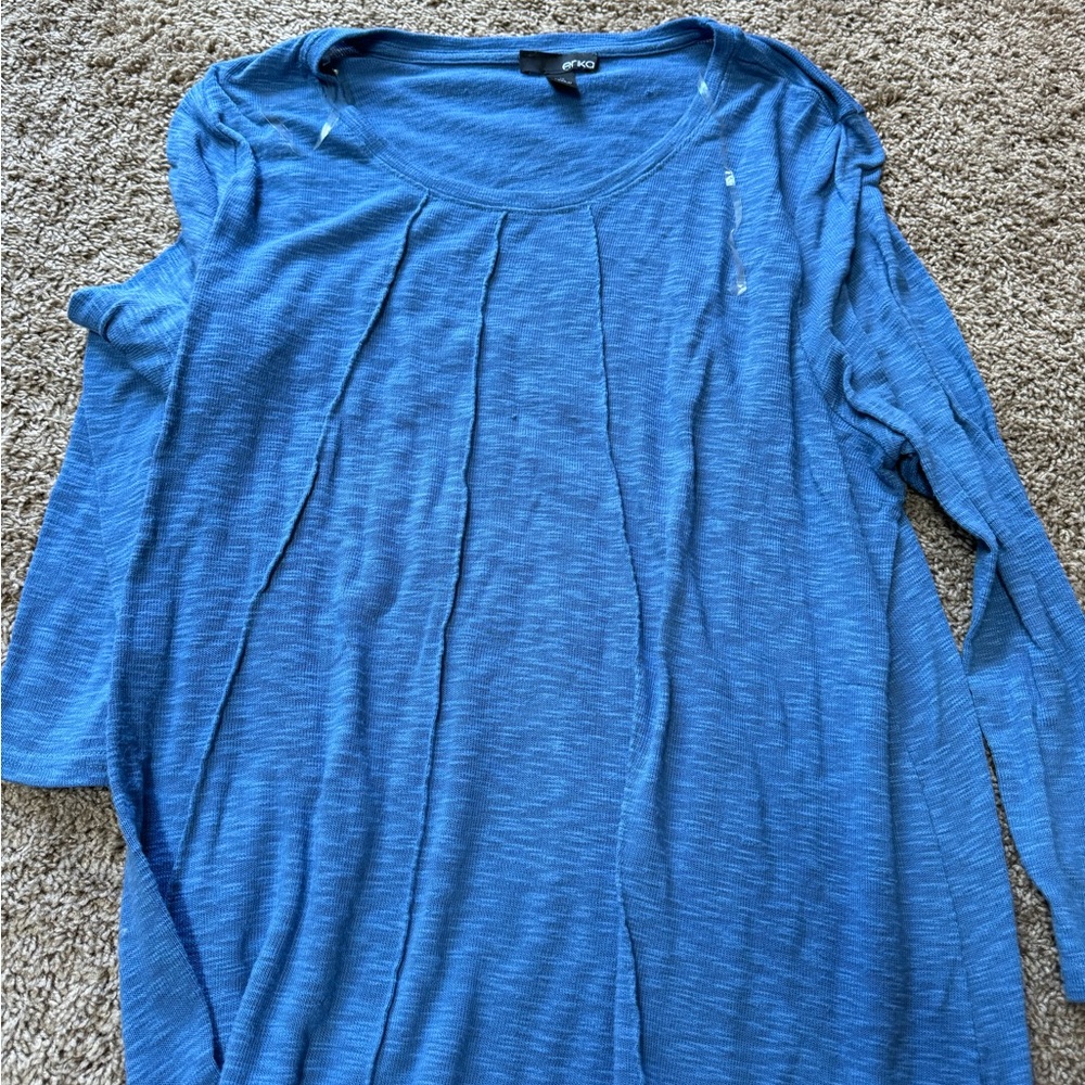 Erika Blue Pleated Blouse